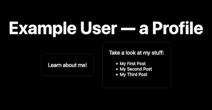 The homepage for the example application