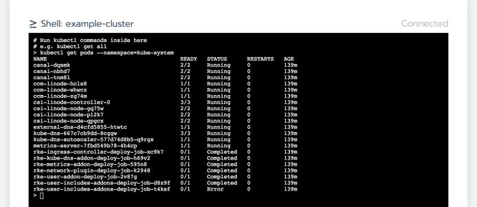 Rancher kubectl web CLI Rancher kubectl web CLI