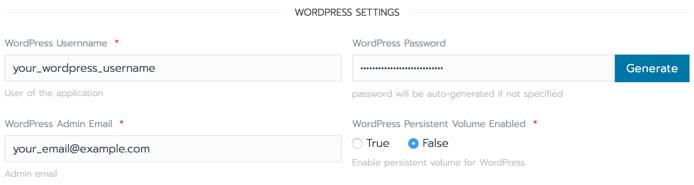 Rancher WordPress setup form - WordPress Settings Rancher WordPress setup form - WordPress Settings
