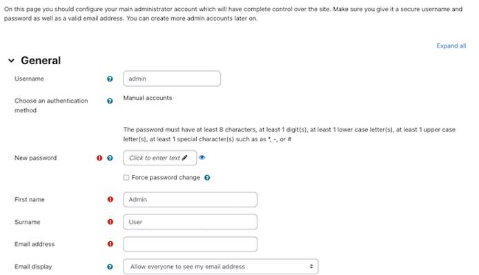 Add a Moodle administrator