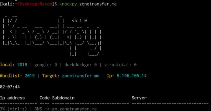 Knockpy utility output Knockpy utility output
