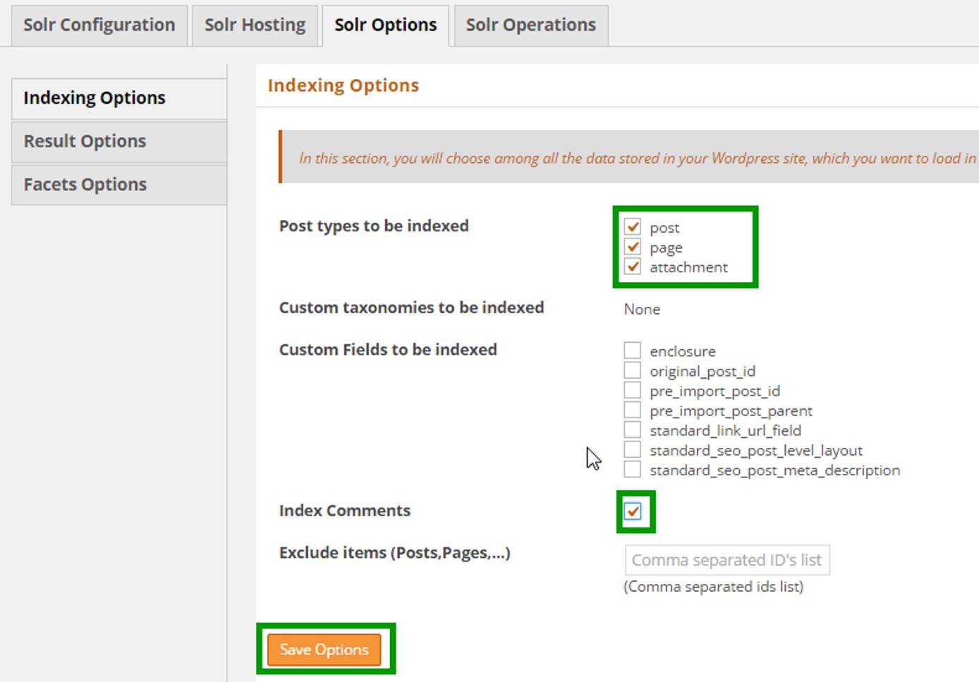 WPSolr Indexing Options WPSolr Indexing Options